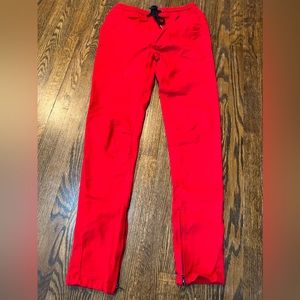 Kayden K Red Joggers with Draw String and Zipper on bottom of legs